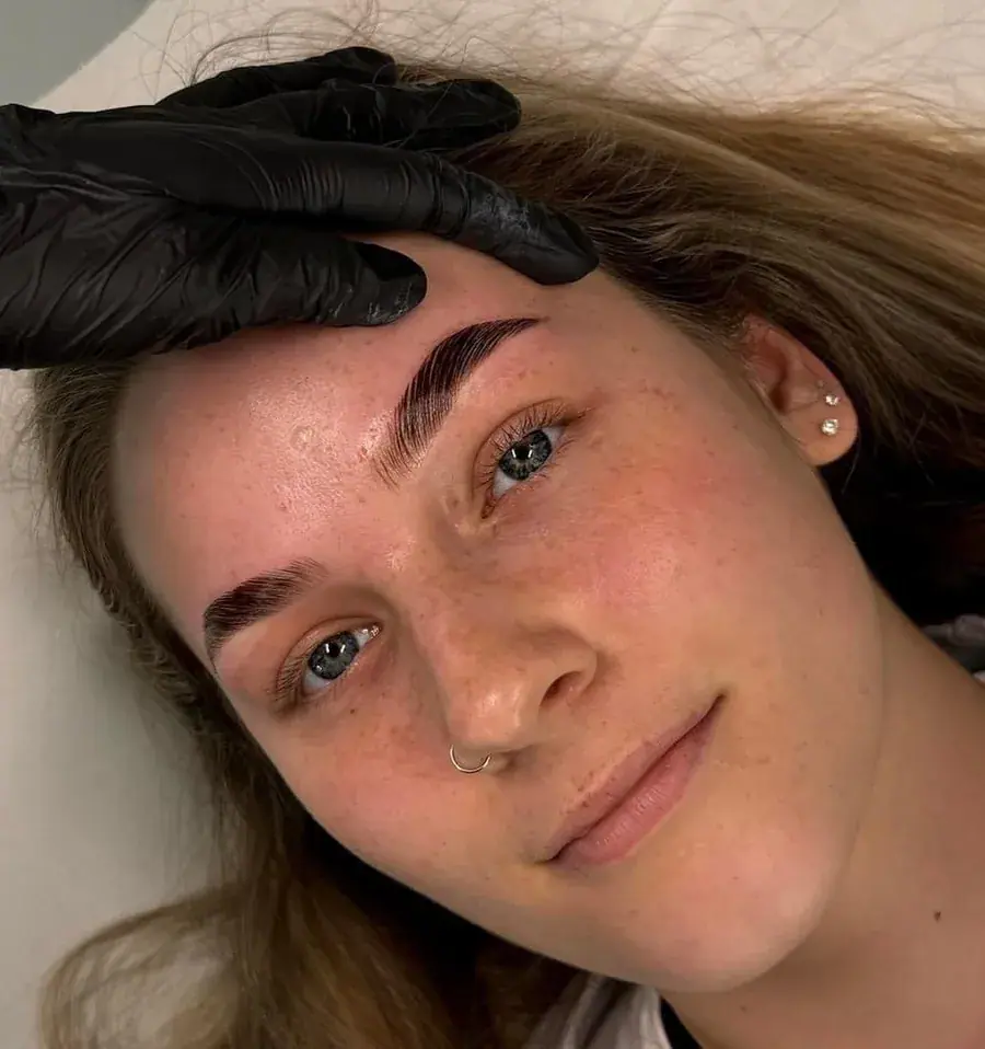A client's finished brows after a brow treatment