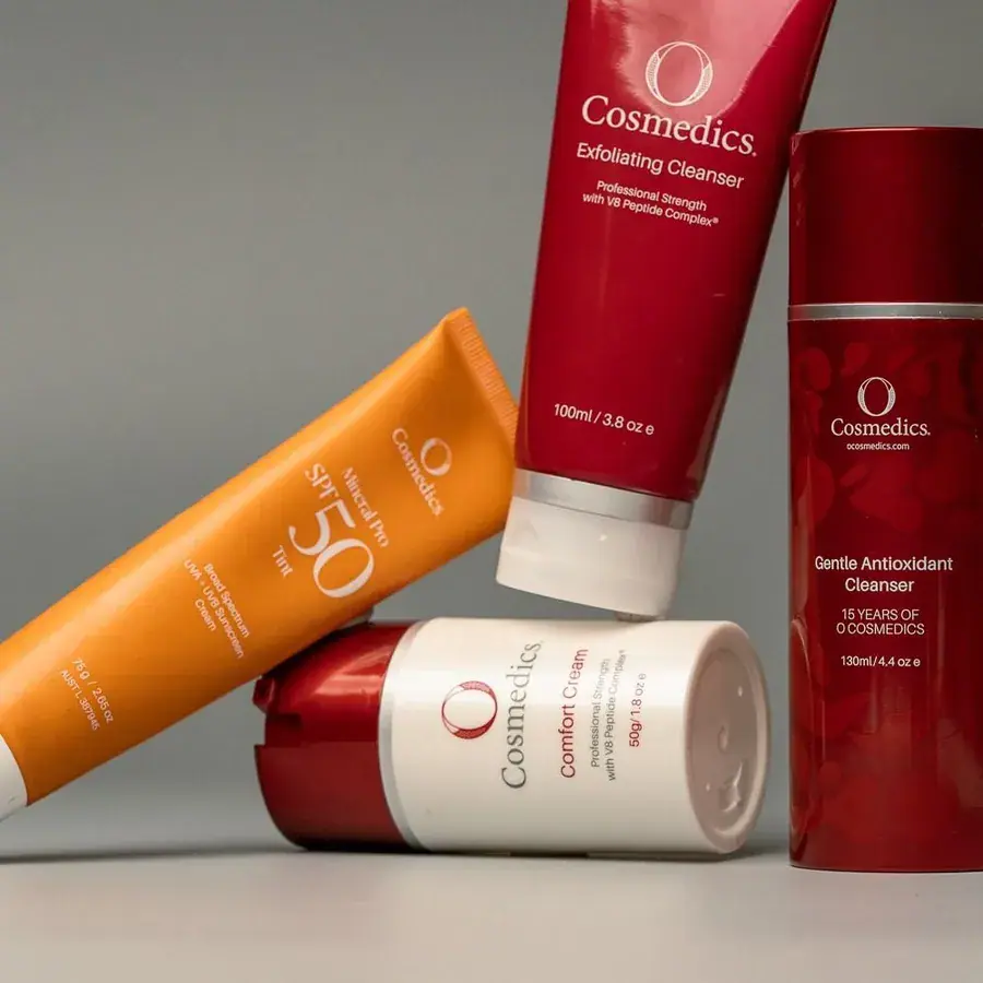 Skincare products arranged in the Ellua salon